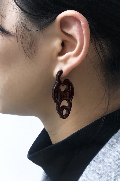 H0430 ピアス［ DECO ］// クリアダークブラウン