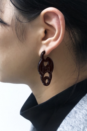 H0430 ピアス［ DECO ］// クリアダークブラウン